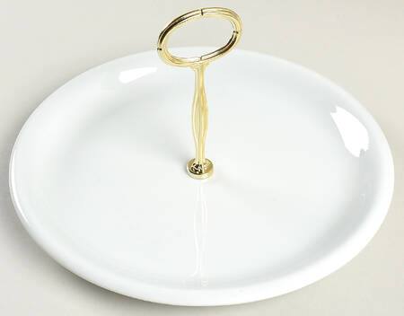 Hobby White Round Serving Plate with Center Handle (Dp) Hc
