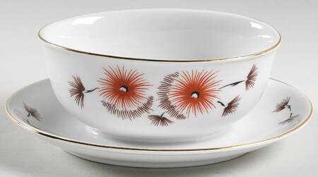 Pinecones Gravy Boat with Attached Underplate
