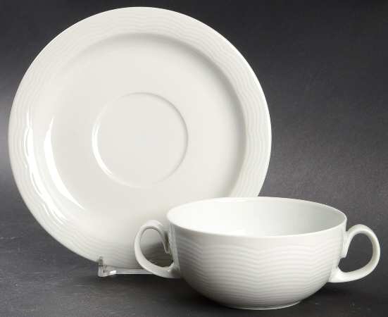 White Sky Flat Cream Soup Bowl & Saucer Set