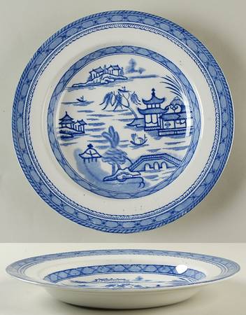 Real Old Canton Large Rim Soup Bowl