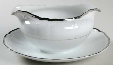Empress White Gravy Boat with Attached Underplate
