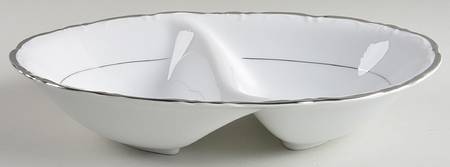 Empress White 11" Oval Divided Vegetable Bowl