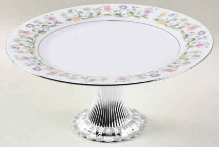 Eternal Love (Platinum Trim) Cake Stand with 4"-5" Metal Pedestal  Hc