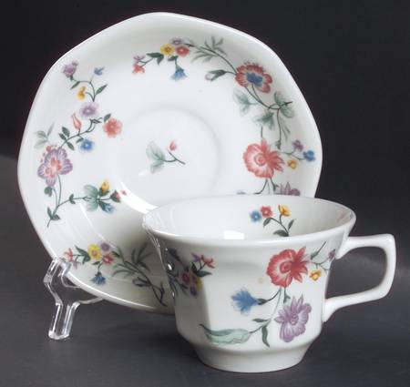 Chinese Silk Flat Cup & Saucer Set