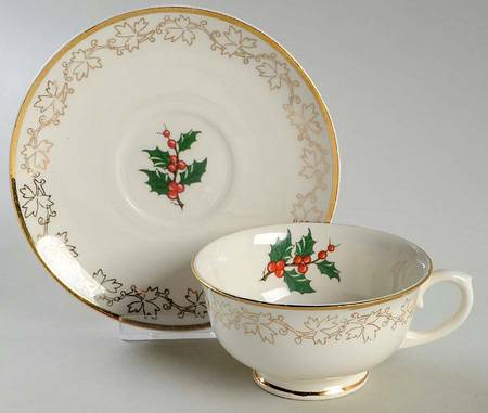 Merry Christmas Footed Cup & Saucer Set