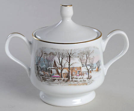 Currier & Ives (Smooth) Sugar Bowl & Lid