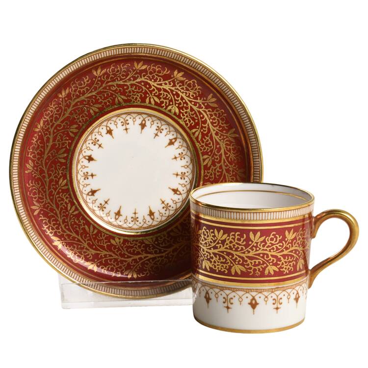 7098 Maroon Flat Demitasse Cup & Saucer Set