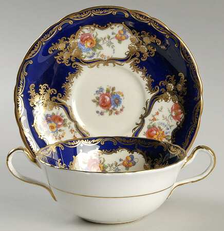 Aristocrat Cobalt Blue Flat Cream Soup Bowl & Saucer Set