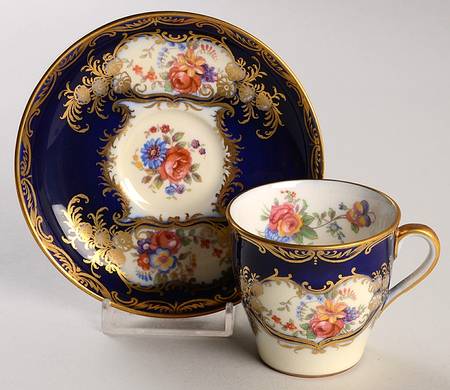 Aristocrat Cobalt Blue Flat Demitasse Cup & Saucer Set