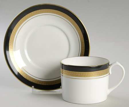 Black Royale Flat Cup & Saucer Set