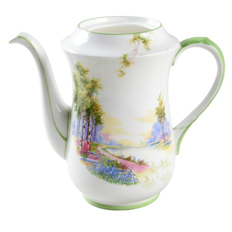 Bluebell Time (Green Trim) Coffee Pot No Lid