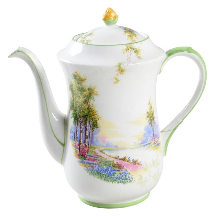 Bluebell Time (Green Trim) Coffee Pot & Lid