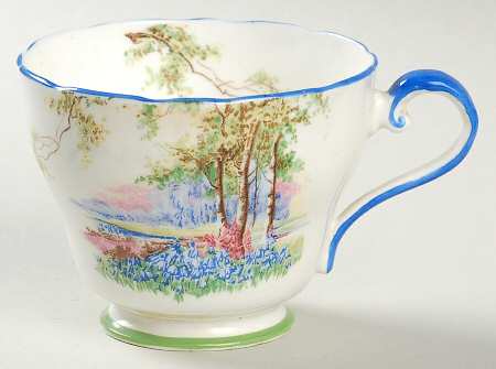 Bluebell Time (Blue Trim) Footed Cup