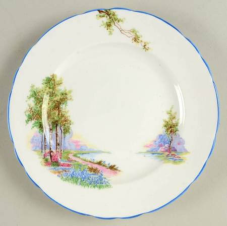 Bluebell Time (Blue Trim) Dessert/Pie Plate