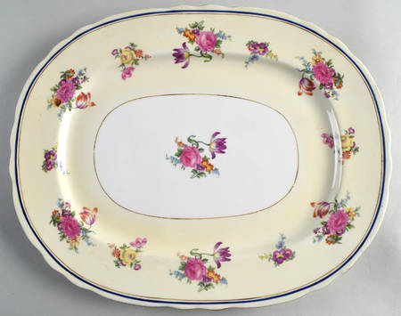 Claridge (Cobalt Border) 15" Oval Serving Platter