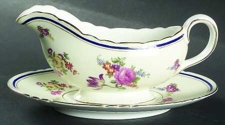 Claridge (Cobalt Border) Gravy Boat & Underplate