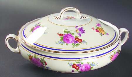 Claridge (Cobalt Border) Round Covered Vegetable