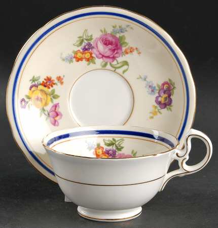 Claridge (Cobalt Border) Footed Cup & Saucer Set