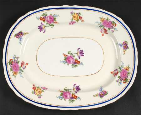 Claridge (Cobalt Border) 13" Oval Serving Platter