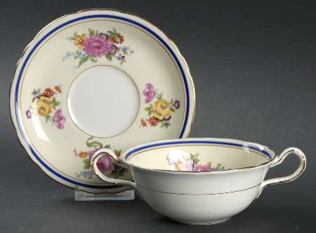 Claridge (Cobalt Border) Flat Cream Soup Bowl & Saucer Set
