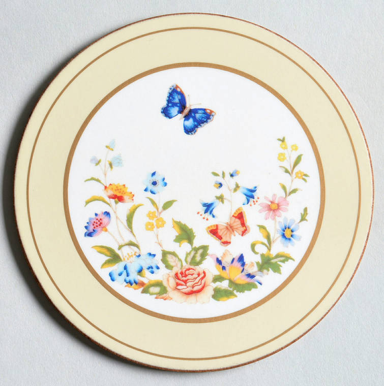 Cottage Garden Cork Back Round Coaster