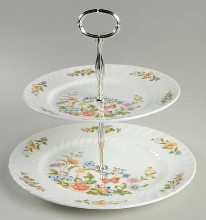 Cottage Garden 2 Tiered Serving Tray (Dinner & Salad Plate)