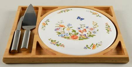 Cottage Garden Cake/Cheese Plate & Servers
