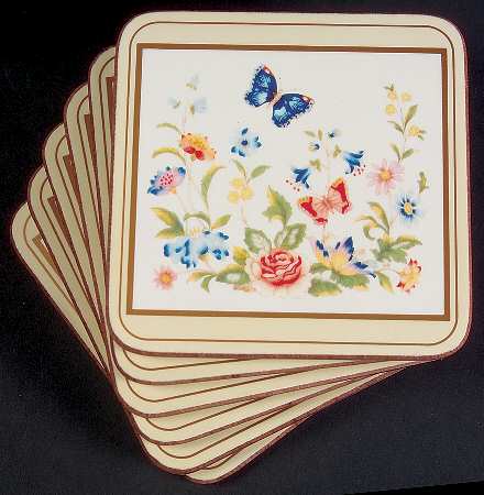 Cottage Garden Square Corkback Coaster - Set of 6