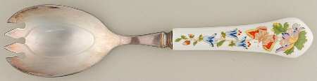 Cottage Garden Salad Serving Fork with Silverplate Bowl