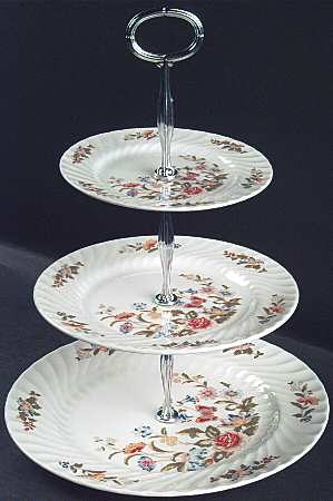 Cottage Garden 13 7/8"-14 1/4" 3-Tiered Serving Tray(DP,SP,BB) HC