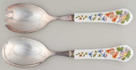 Cottage Garden 2-Piece Salad Set with Silverplate Bowl