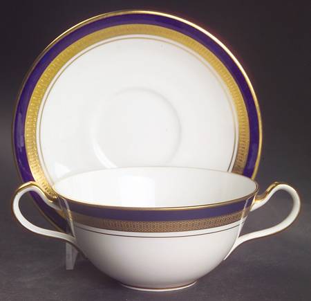 Cobalt Royale Flat Cream Soup Bowl & Saucer Set