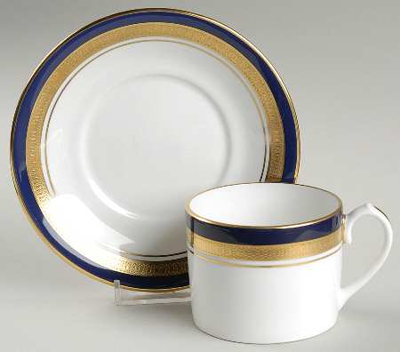 Cobalt Royale Flat Cup & Saucer Set