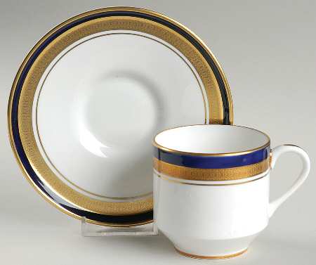 Cobalt Royale Flat Cup & Saucer Set