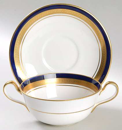 Cobalt Royale Flat Cream Soup Bowl & Saucer Set by John  Aynsley & Sons