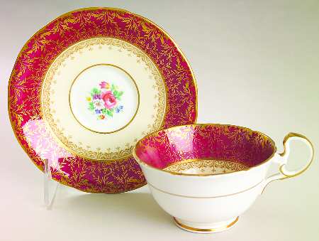 Coventry Burgundy Footed Cup & Saucer Set
