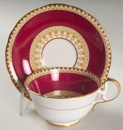Cumberland Burgundy Footed Cup & Saucer Set