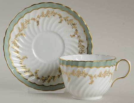 Devon Green Flat Cup & Saucer Set