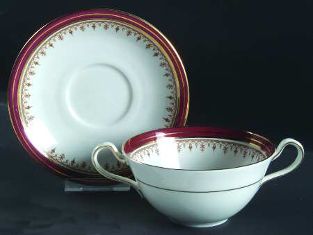 Durham Maroon (Smooth) Flat Cream Soup Bowl & Saucer Set