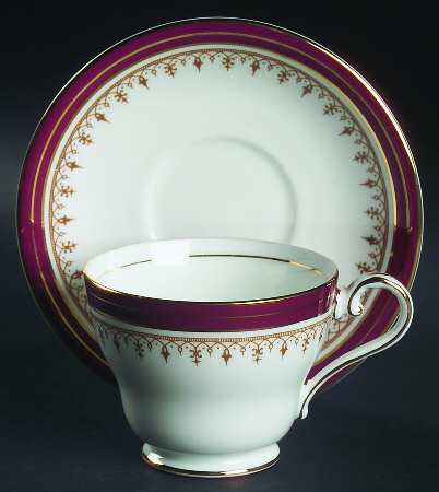 Durham Maroon (Smooth) Footed Cup & Saucer Set