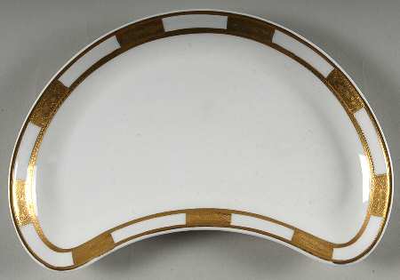 Empress White (Gold Encrusted, Smooth Or Scalloped) Crescent Salad Plate by John  Aynsley & Sons