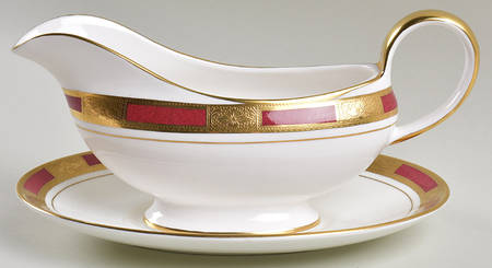 Empress Maroon Gravy Boat & Underplate