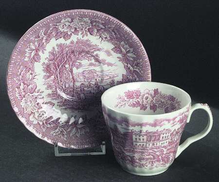 England's Heritage Pink Flat Cup & Saucer Set