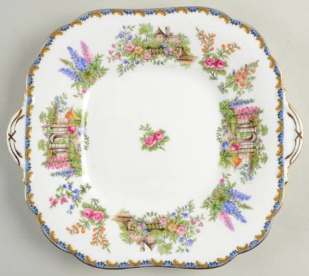 Garden Gate Square Handled Cake Plate