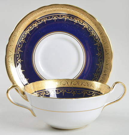 Georgian Cobalt Flat Cream Soup & Saucer Set