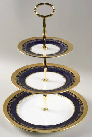 Georgian Cobalt 13 7/8"-14 1/4" 3-Tiered Serving Tray(DP,SP,BB) HC