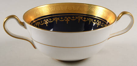 Georgian Cobalt Flat Cream Soup Bowl