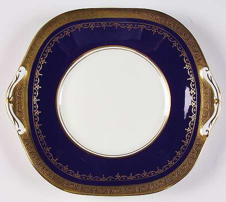 Georgian Cobalt Square Handled Cake Plate