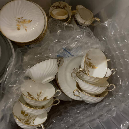 Golden Wheat Footed Cup & Saucer Set