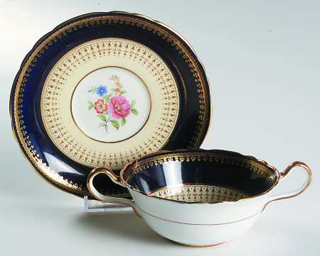 Hatfield Cobalt Blue Flat Cream Soup Bowl & Saucer Set